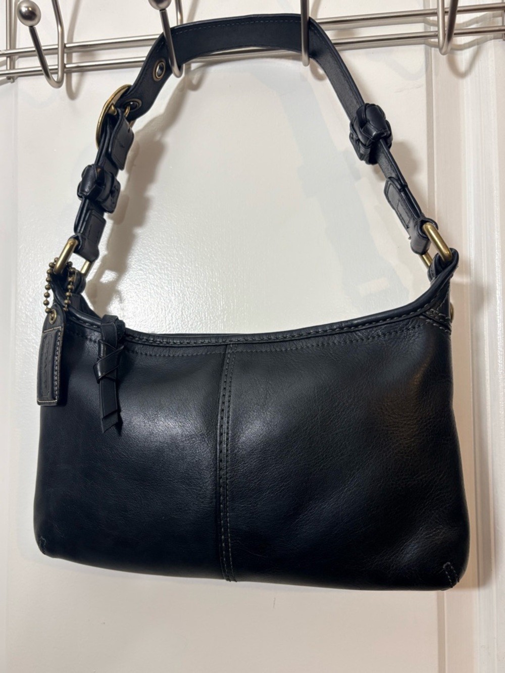 Coach Bleecker Leather Shoulder Bag 11415 Black Legacy Lining